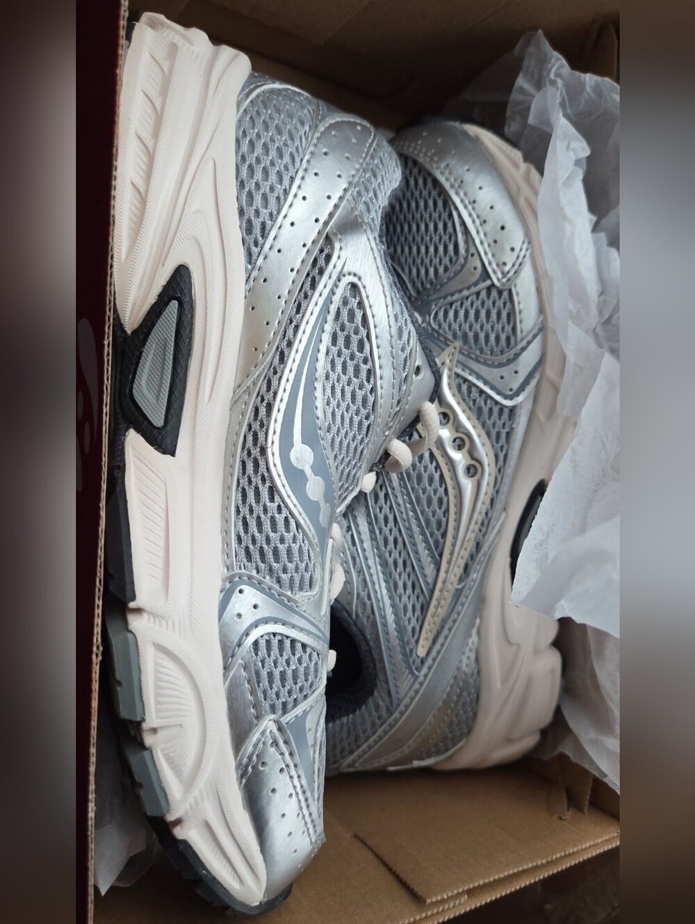 Saucony Silver Mesh Running Sneakers